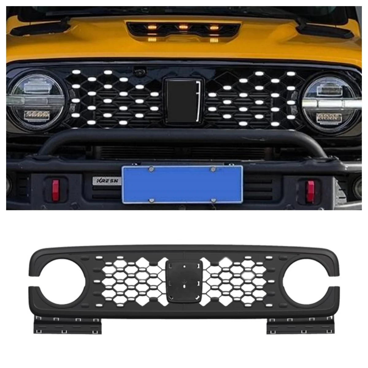 

Front bumper Grille with lamp For Tank 300 Hi4T 2020-2026 Modified Radiator grill Mask Turn signal lamp Car accessories