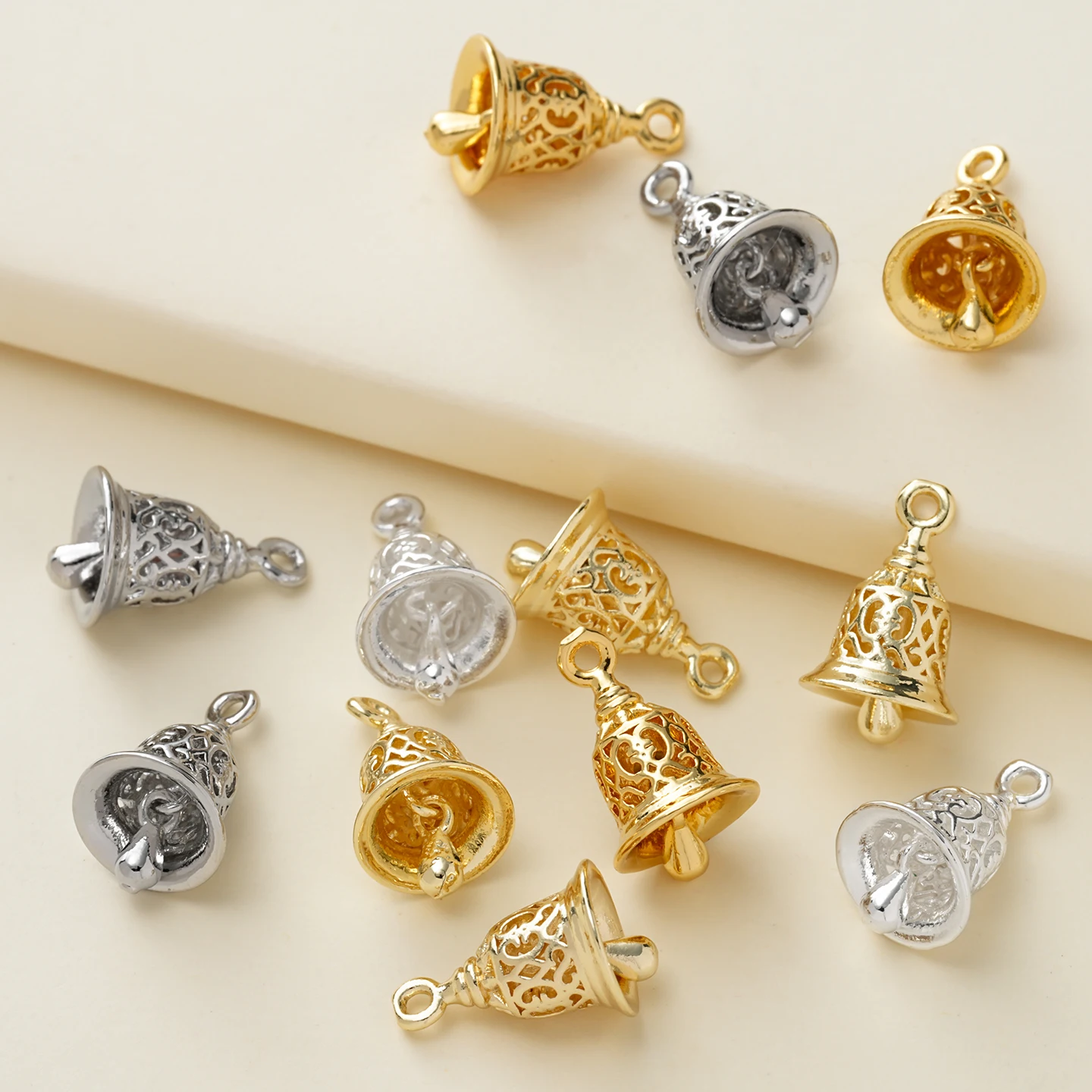 

2Pcs/Pack 14/18K Gold Color Plated Simple Hollow Bell Charms Pendants for DIY Bracelet Necklace Jewelry Making Accessories