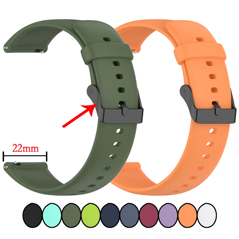 22mm Straps For Xiaomi Watch S3/S2 Silicone Wristband For Honor Magic Watch 2 46mm/Honor Watch 4 pro With Black Buckle Watchband