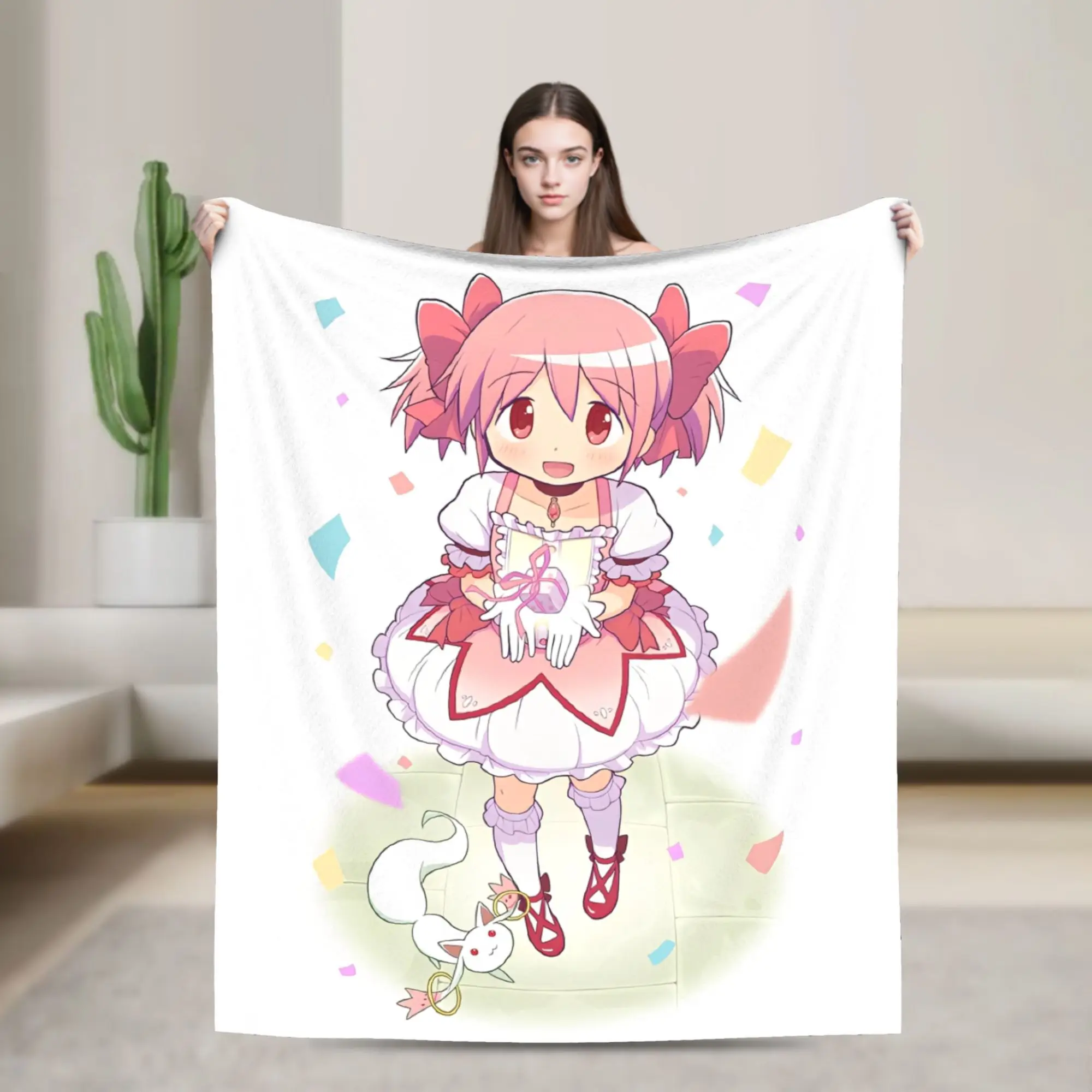 

Puella Magi Madoka Magica Blanket Coral Fleece Plush Air Conditioning Cute Anime Breathable Super Soft Throw Blanket Throws