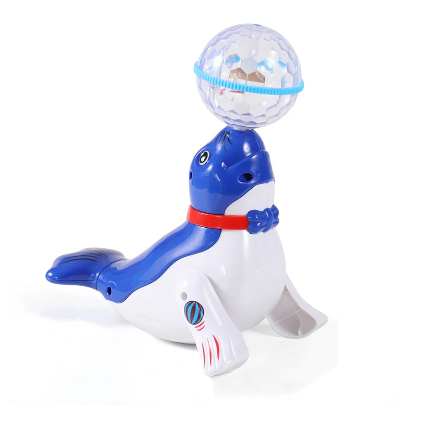 Children Motorized Dancing Spinning Stunt Top Ball Sea Lion Dog Dog Will Light-emitting With Music Children Toys Birthday Gifts