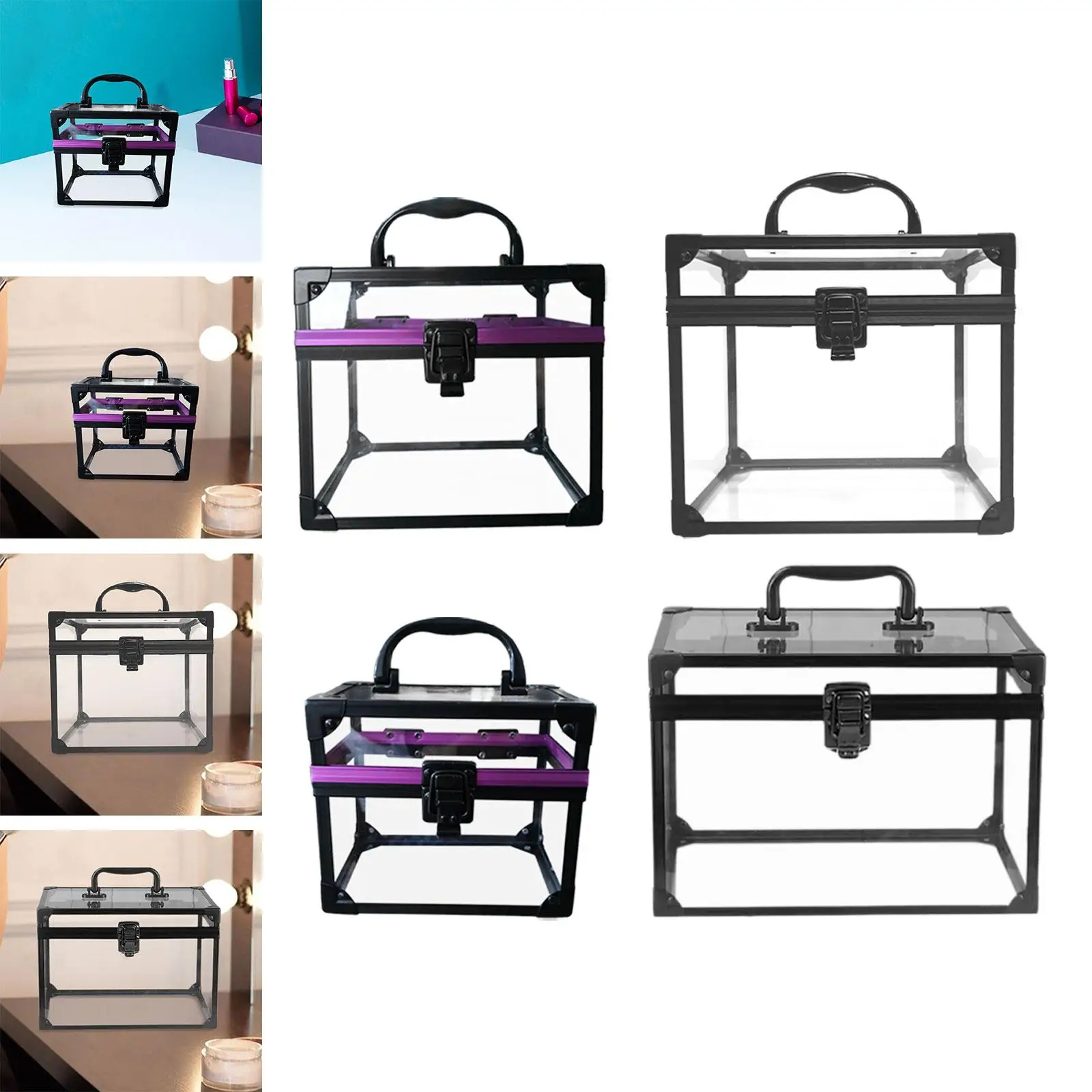 Makeup Bag ,Makeup Box Organizer, Transparent Portable Toiletry Train Case Vanity Case Cosmetic Storage Box for Travel Women,