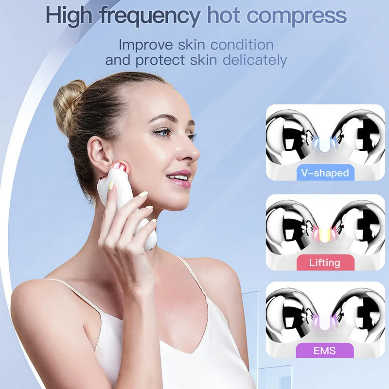 EMS Face Slimming อุปกรณ์ Microcurrent ลดน้ําหนักยกกําจัดริ้วรอย Anti Aging Roller เครื่องนวดความงามแบบพกพาเครื่อง