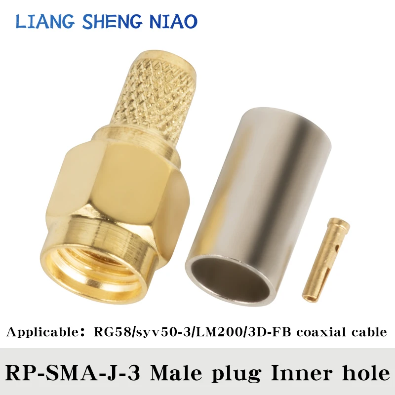 10PCS SMA Male Plug Female Jack /RP RF Coax Connector Crimp For RG58 LMR200 SYV50-3 Cable Straight Goldplated Adapter