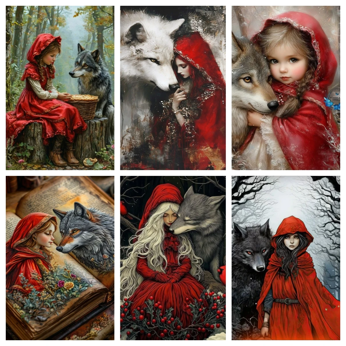 DIY Diamonds Painting Novelty 2026 Fairy Tale Poster Little Red Riding Hood Wolf Full Diamond Mosaic Embroidery Adult Crafts