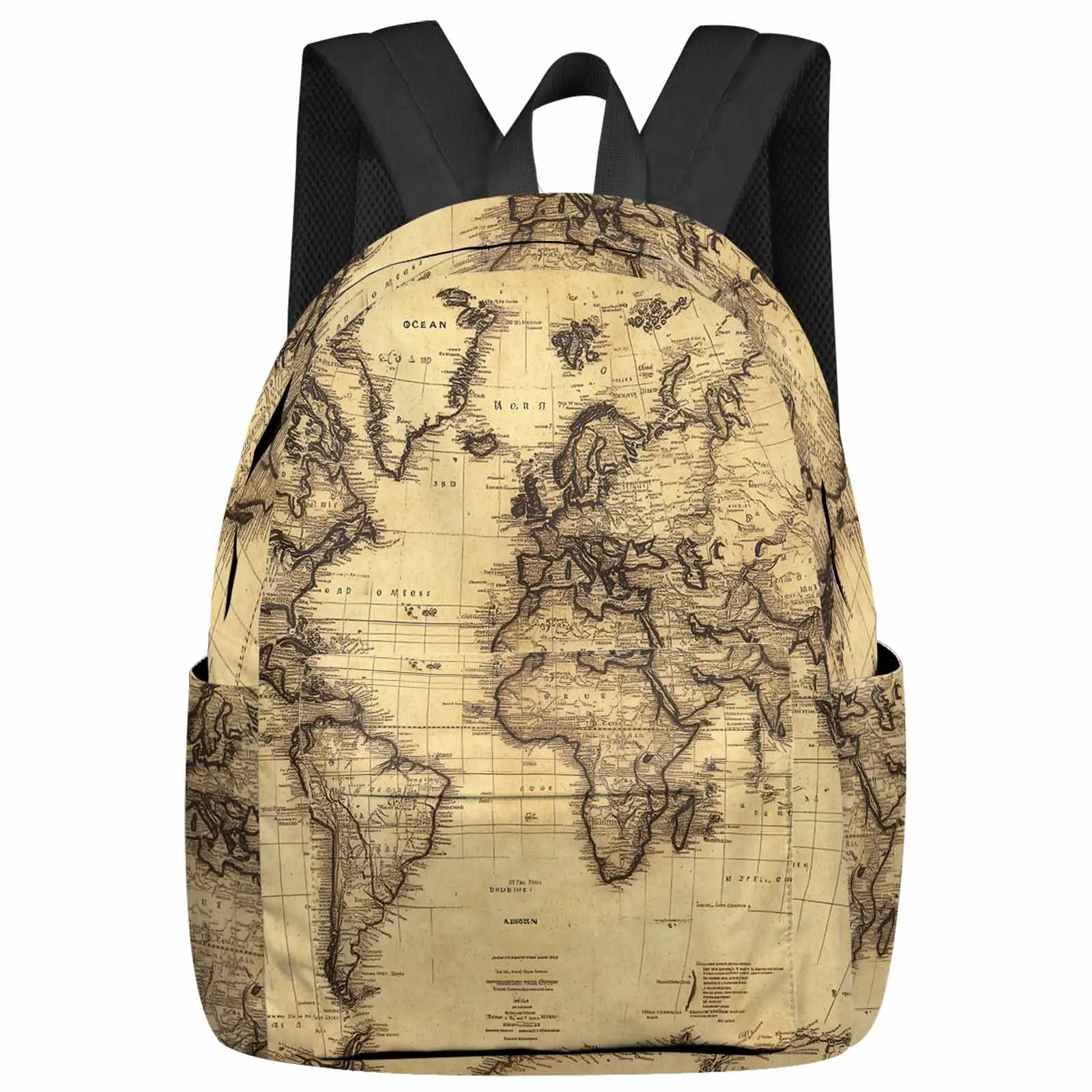 

Retro World Map Plate Backpacks Teenagers Student School Bags Men Women Travel Mochila