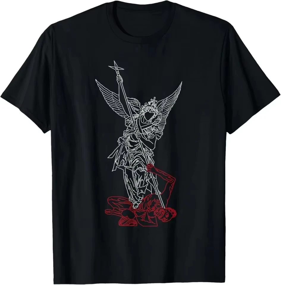 Saint Michael T-Shirt Unisex Men Women Cotton Graphic Printed Short Sleeve Oversized Streetwear Summer Loose Casual Hot Sale