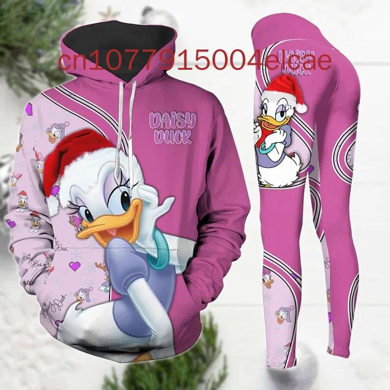 Daisy Duck Christmas Hoodie Legging Disney Cartoon Santa Hat Shirt Patns Magic Kingdom Yoga Pants Donald Duck Legging Gift Women