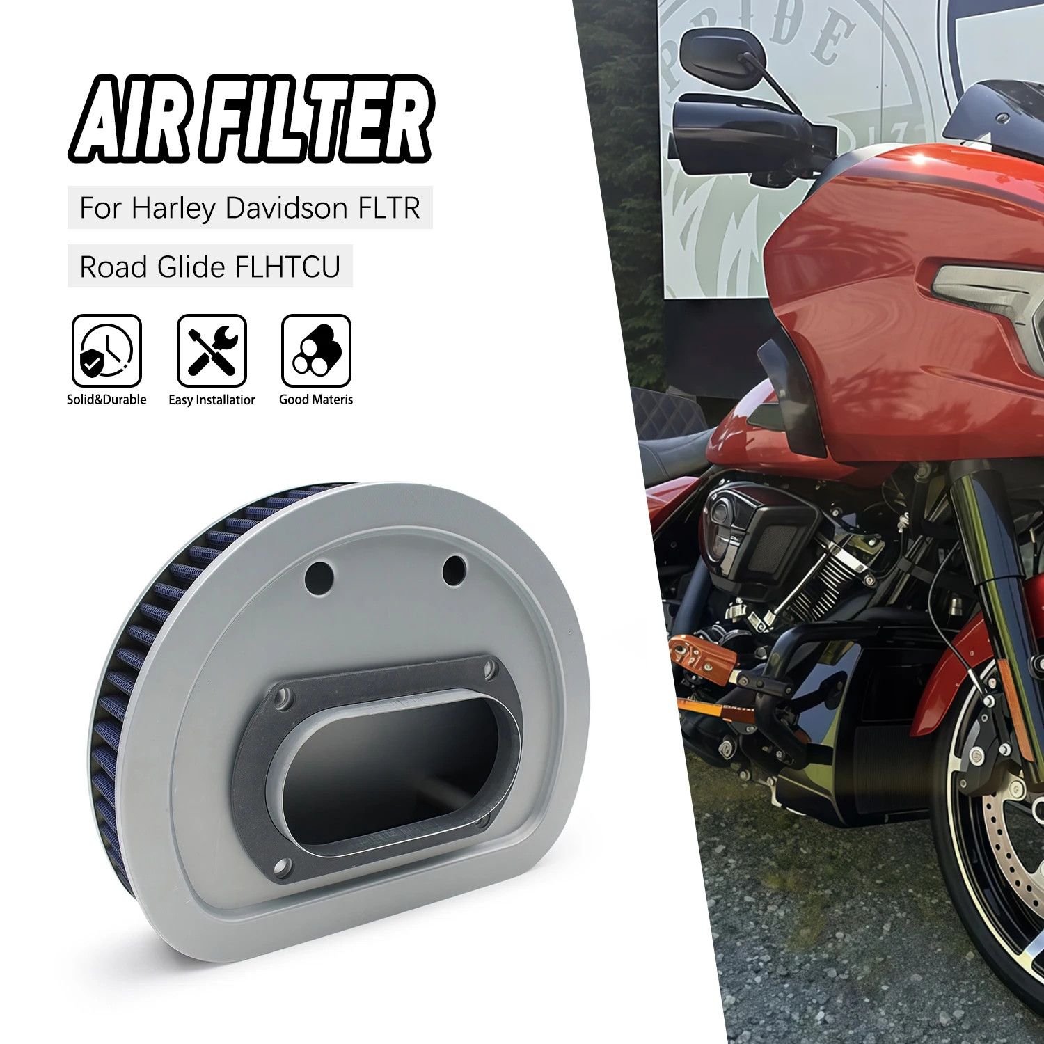 

Motorcycle Air Filter Element reliable Replacement For Harley-Davidson Electra Glide Classic EFI FLHTI Ultra Police Road HD8899