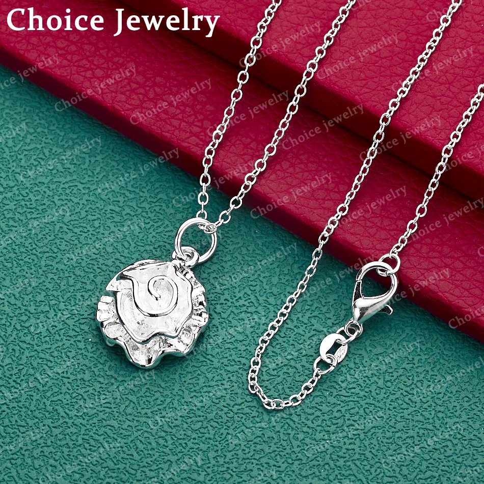40-75cm 925 Sterling Silver Rose Pendant Necklace For Women Charm Trend Birthday Gifts Fashion Party