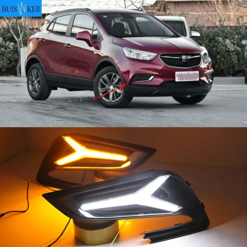 

2pcs LED For Buick Encore Opel mokka 2016 2017 2018 Driving DRL Daytime Running Light fog lamp Relay LED DRL Daylights