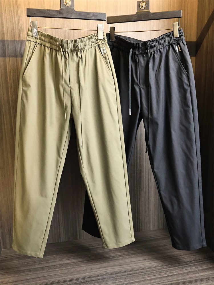 

Мужские базовые универсальные повседневные брюки с прямыми штанинами на талии, мягкие эластичные однотонные, приятные для кожи, осенние Faion Ci Sle