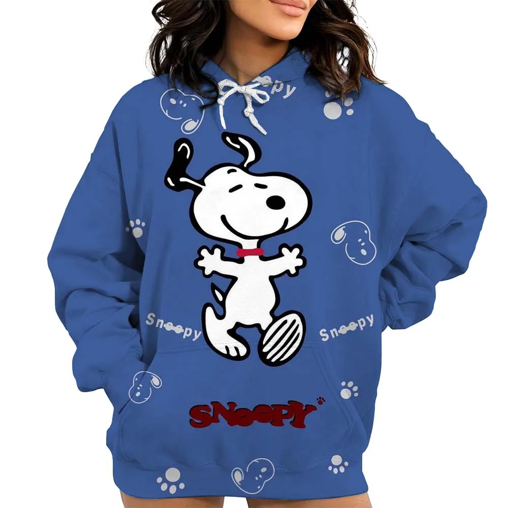 Neuer Cartoon-Snoopy-Druck-Hoodie für Damen, locker, lässig, vielseitig, Cartoon-Top, Kapuzenpullover, Beschichtung, einfache Mode, lockerer Hoodie für Damen