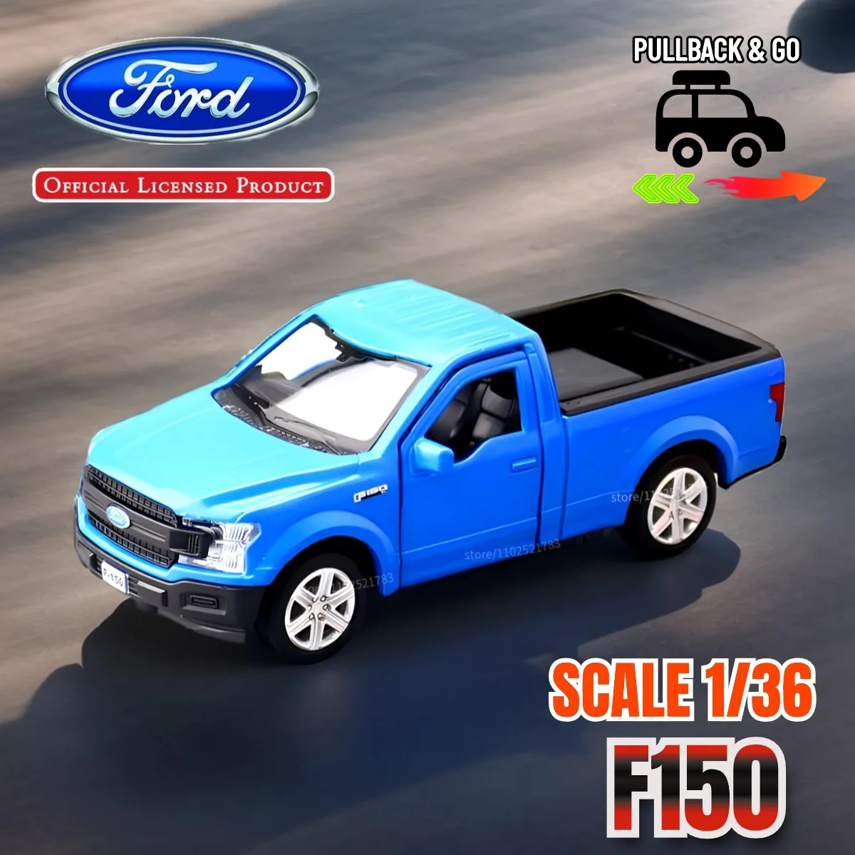 1/36 Ford F150 Raptor Pickup Car Model Replica, Scale Metal Miniature Art Vehicle Interior Decor Diecast Xmas Gift Kid Boy Toy