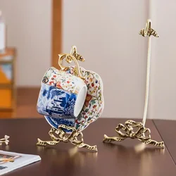 Luxury Brass Display Stand Home Furnishing Plate Support Retro Decoration Storage Shelf Elegant Ornament Holder Sophisticated