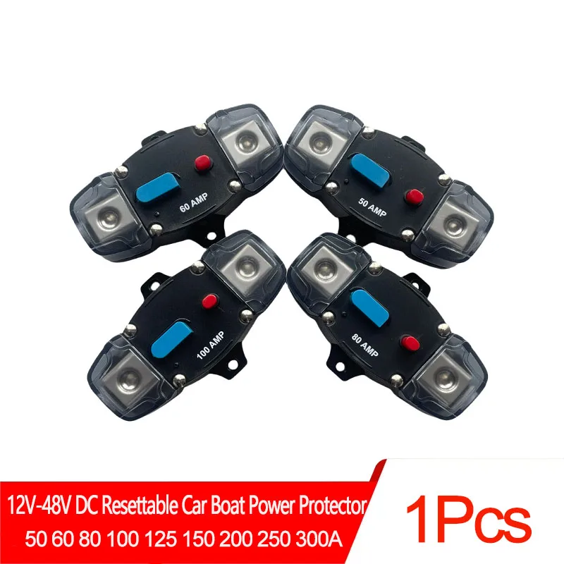 

12V-48V DC Resettable Car Boat Power Protector 50A 60A 80A 100A 150A 200A 250A 300A Car Truck Audio Circuit Breaker Fuse Accesso