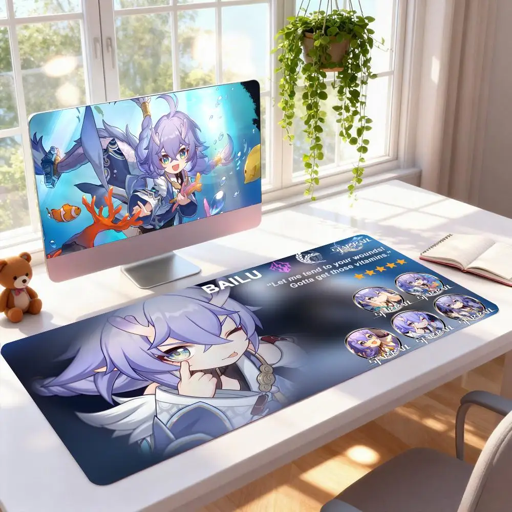 

Honkai Star Rail Bailu Mouse Pad Rubber Computer Laptop Official Game Super Colored Print Aesthetic Pretty Fashion Luxury Mat