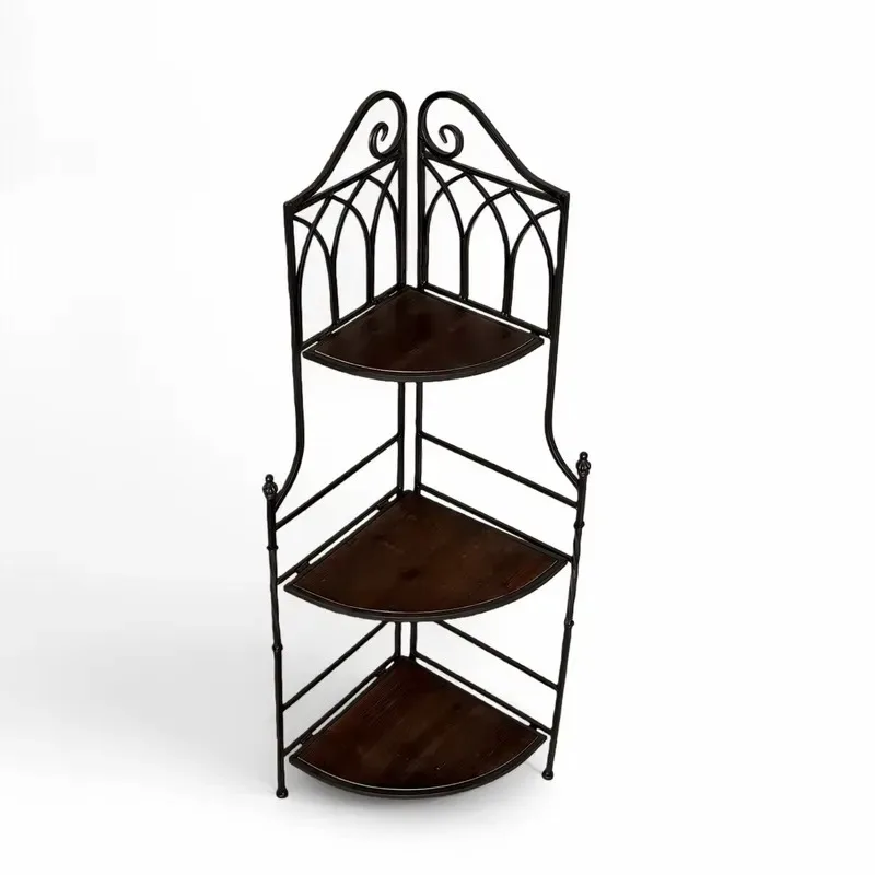 American Retro Wooden Triangular Flower Stand Folding Multi-layer Floor Storage Rack for Home Daily
