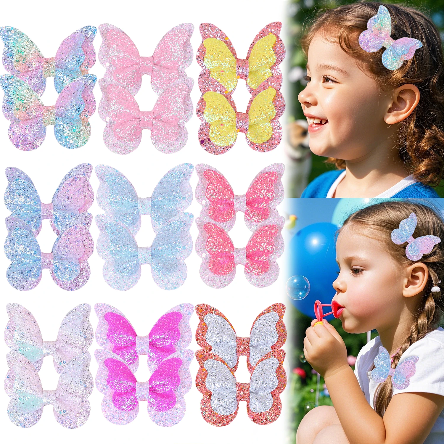 

6/18pcs Gradient Pink Butterfly Hair Clip For Girls Fashion Cute Sweety Daily Barrettes For Children Women Hair Accessories