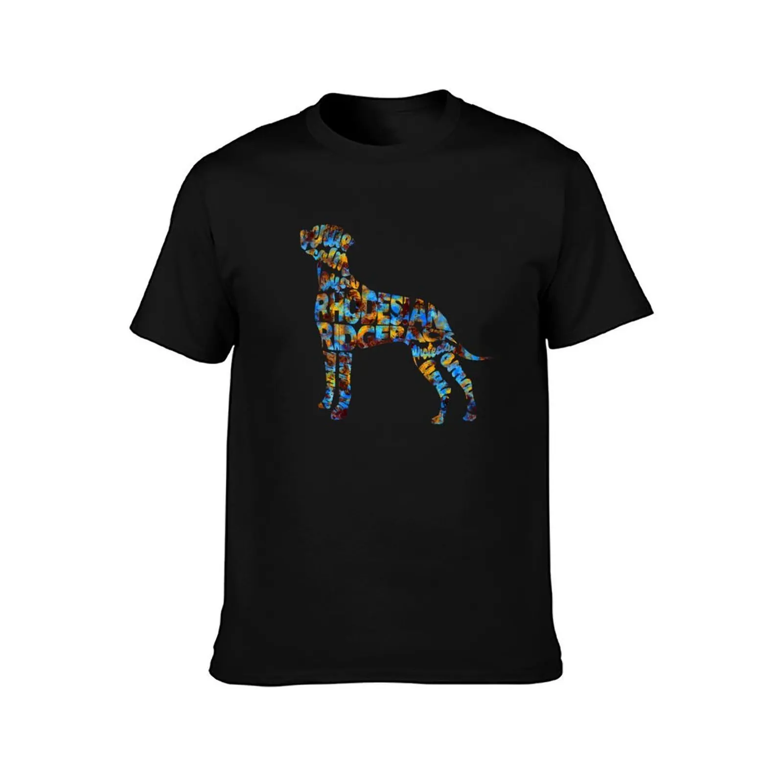 The Rhodesian Ridgeback Typographic Watercolor Painting T-Shirt Summer Casual Cotton Tee Oversized Streetwear Tops