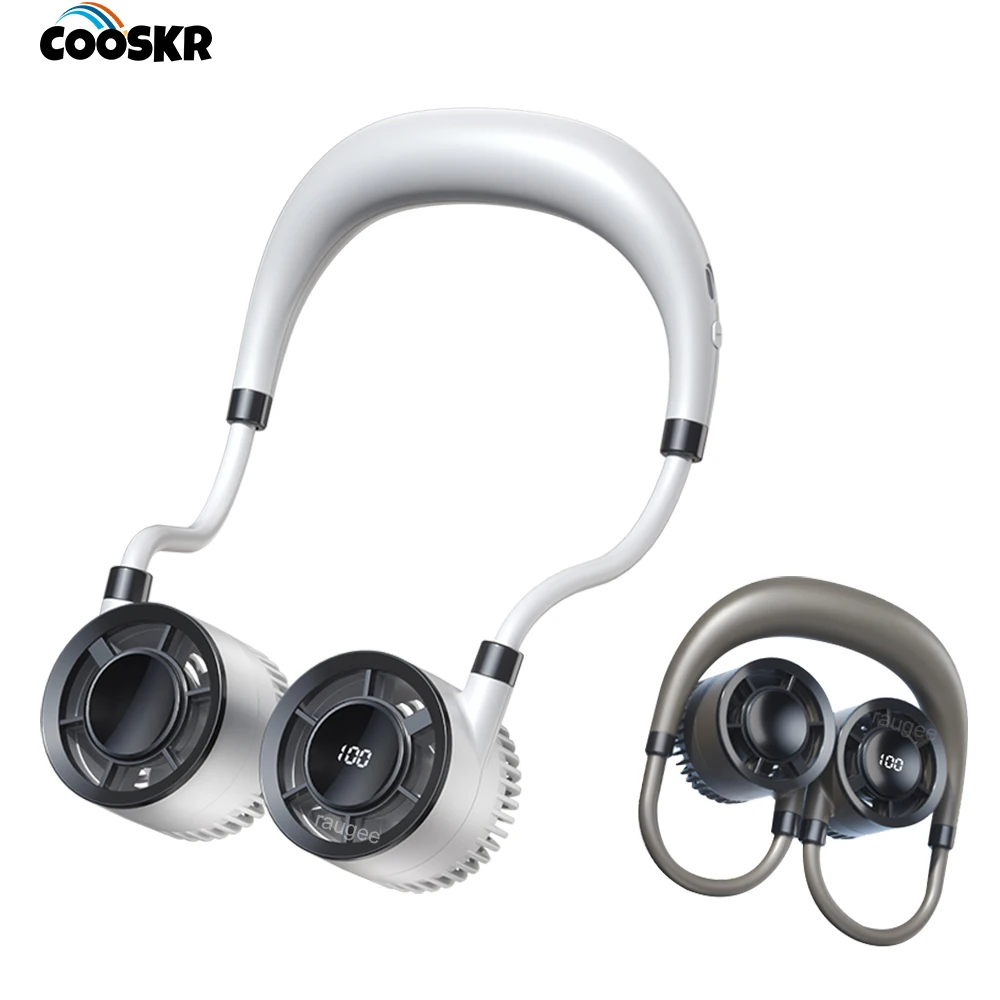 

Мини-вентилятор для шеи Портативный безлопастной вентилятор для шеи Кондиционер Перезаряжаемый цифровой дисплей Открытый кемпинг Персональный подвесной шейный вентилятор