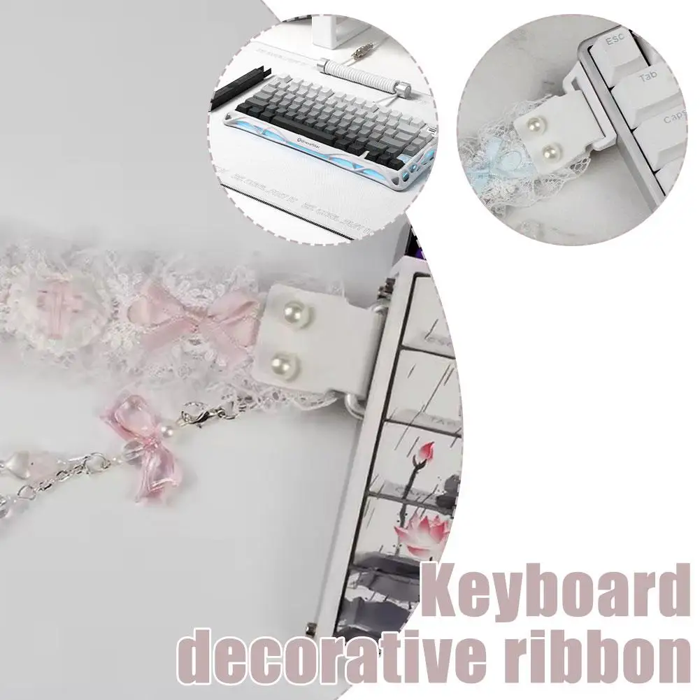 

Ergonomic Keyboard Strap Fashionable Lace Fabric Adhesive Strap Rope Easy To Attach And Detach For Comfortable Carrying
