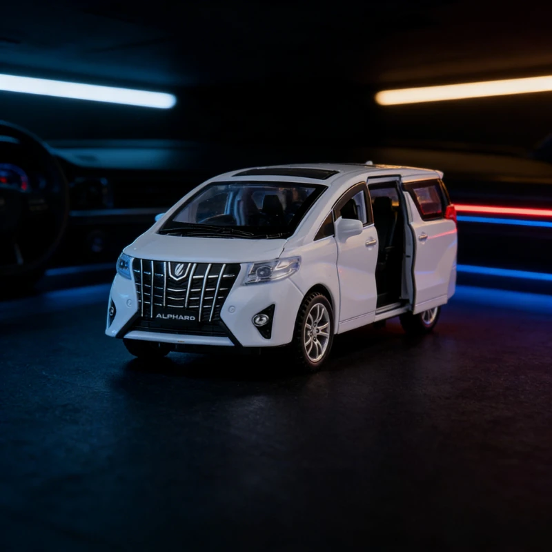 

Модель автомобиля MPV из сплава, масштаб 1:32, литая под давлением, роскошный, со световыми и звуковыми эффектами, декоративное украшение, подарок на день рождения для детей