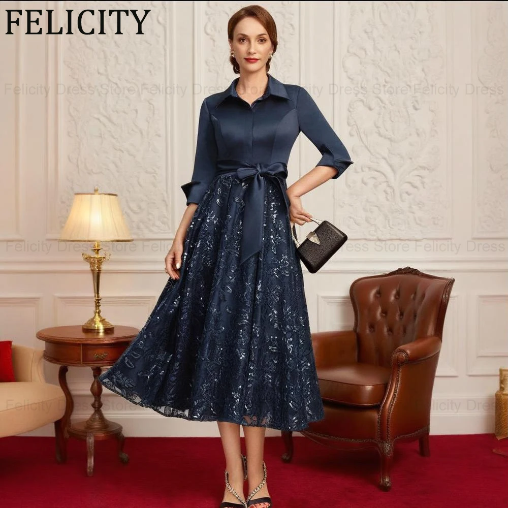 

FELICITY Модные платья для матери невесты по индивидуальному заказу А-силуэта Свадебные платья для гостей с бантом и кружевом с блестками Короткие вечерние платья