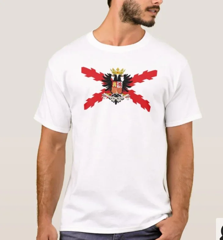 Cotton Short Sleeve O-Neck Mens T Shirt New DOUBLE-HEADED EAGLE THIRD, THIRD, SPANISH,CROSS SAN ANDRES, BURGUNDY CROSS T-Shirt.