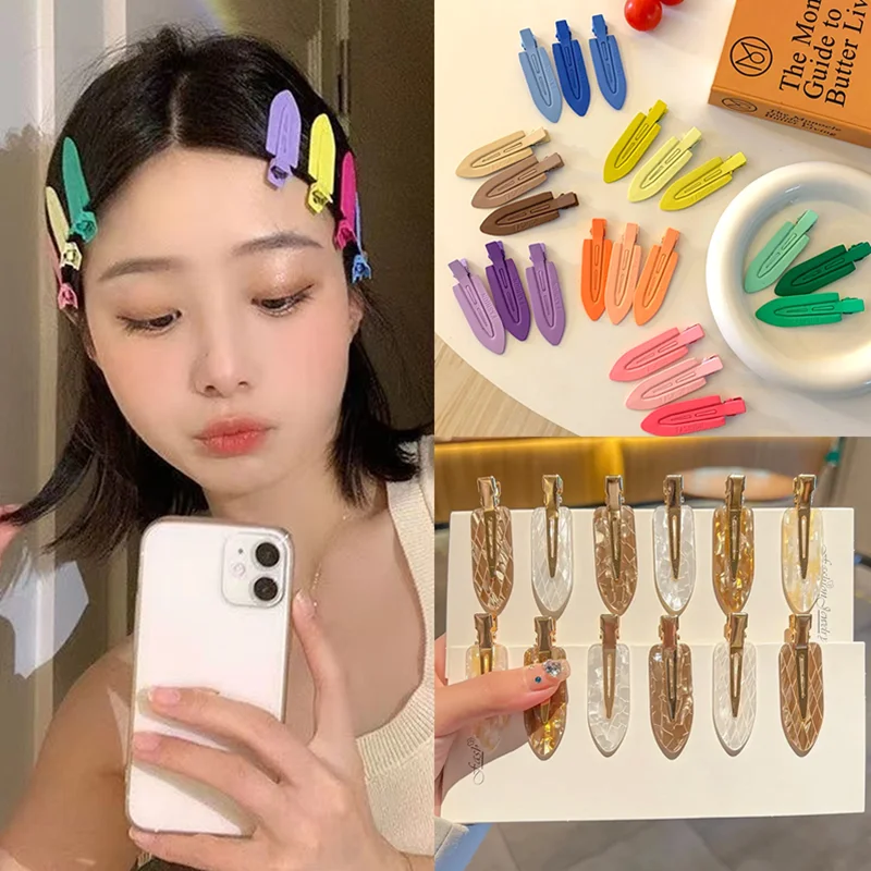 Korean 2/3/4pcs Fashion Girls Hair Clips Women Glitter Candy Color No Bend Hair Side Clip Duckbill Clip Bangs Hair Accessories