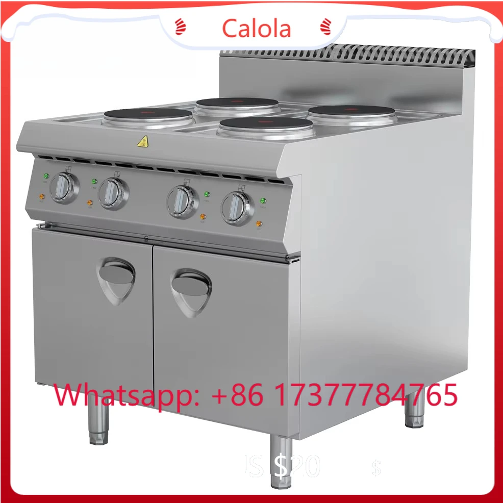 4 Burners Floor-to-Ceiling Electric Stove – Commercial Circular Plate with Cabinet