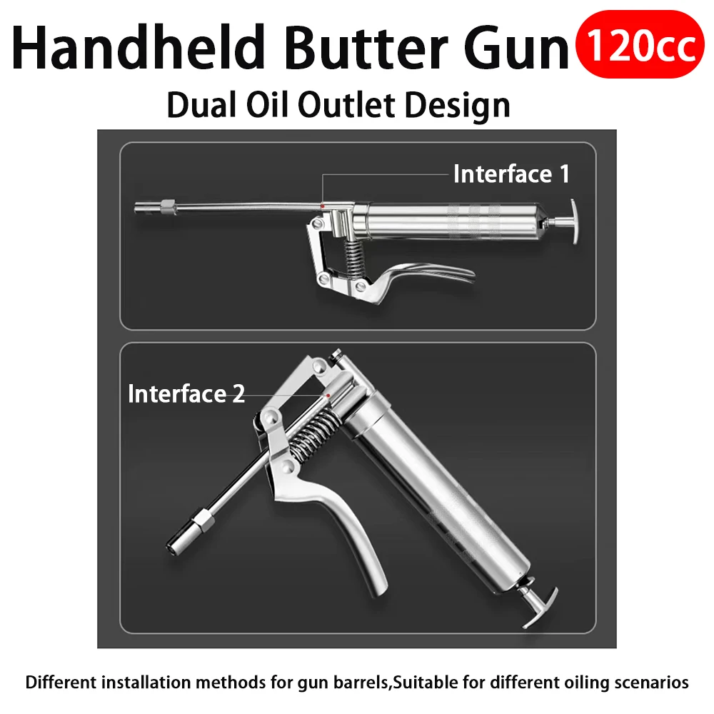 

120CC One Handed Butter Gun High-Pressure Manual Mini Butter Gun Small Grease Injection Gun Excavator Lubrication Special