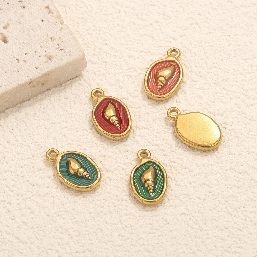 4 قطعة الفولاذ المقاوم للصدأ المينا الصيف محارة السحر لصنع المجوهرات سوار DIY بها بنفسك أقراط المعلقات والمجوهرات لوازم الحرف السائبة