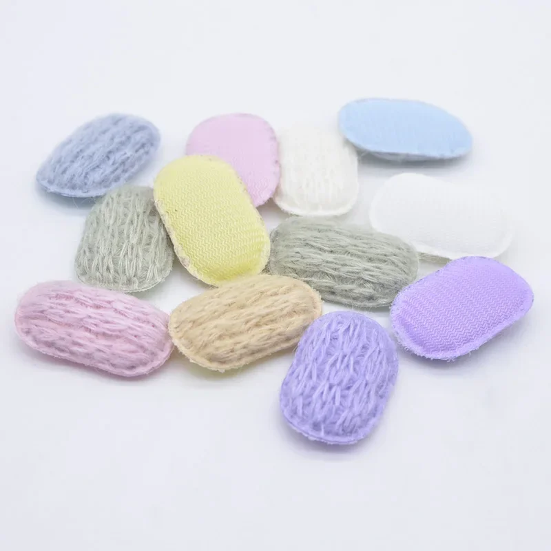 24Pcs 38*25mm Knitting Pattern Woolen Fluffy Clip Applique for Clothes Sewing Patches DIY Headwear Hair BB Clips Accessories