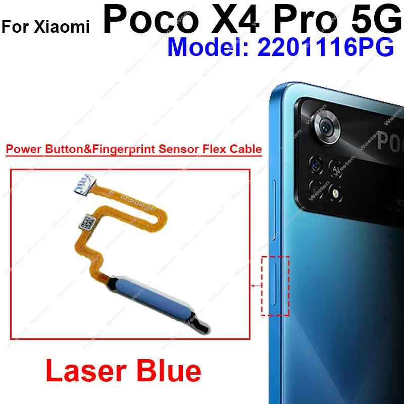 Power Fingerprint Sensor For Xiaomi POCO X4 GT X4Pro 5G On OFF Button Menu Return Key Fingerprint Flex Ribbon Parts