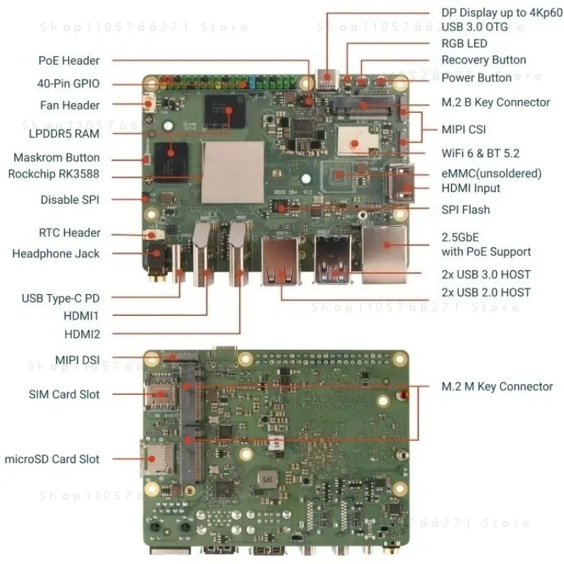 ROCK 5B + Development Board RK3588 8-core CPU Supports 8K HDMI