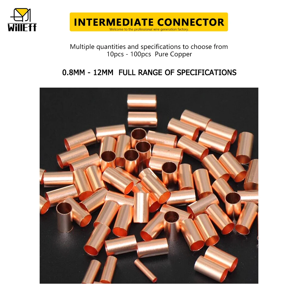 Small copper tube wire cable Direct connection tube docking copper tube copper connection tube middle connection terminal lug