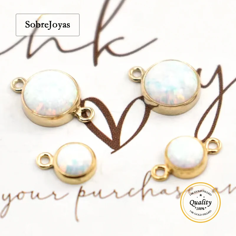 

Opal Charm 14K Gold Filled Bezel Drop Charm 4MM/6MM Gold Pendant For Bracelet Necklace Earring DIY Jewelry Findings
