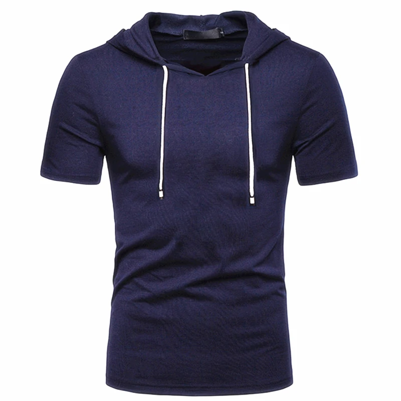 MRMT 2024 Brand New Men\'s Hooded T shirts Short Sleeve Sweater For Male Cotton Solid Color Men T-Shirt Loose Casual Tops Tees