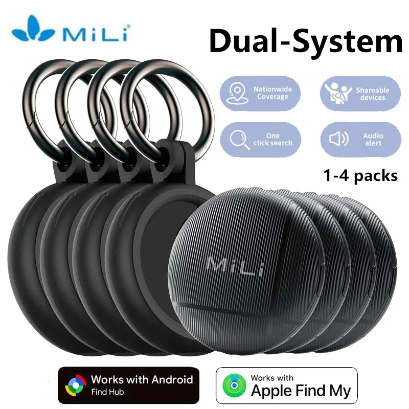 Android Only MiLi LiTag Car Locator Anti-Lost Smart Tag Compatibility Key Bag Item Finder for Google Find Hub 1/4pcs Set
