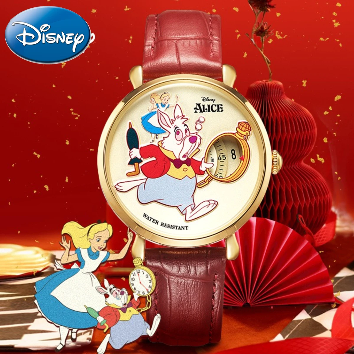 Disney Gift Alice Sleepwalking Wonderland Mr. White Rabbit 2023 Rabbit Year No Point Watch Student Waterproof Relogio Feminino