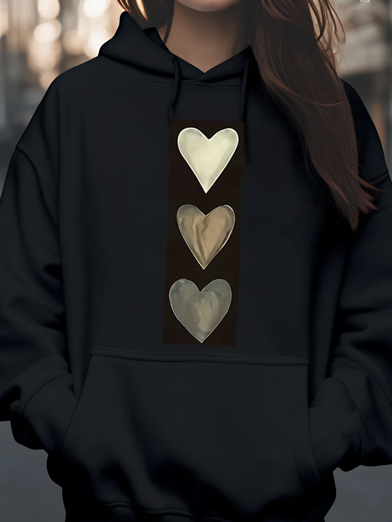 Bluza z kapturem z nadrukiem serca Walentynki Casualowa bluza damska Moda streetwear