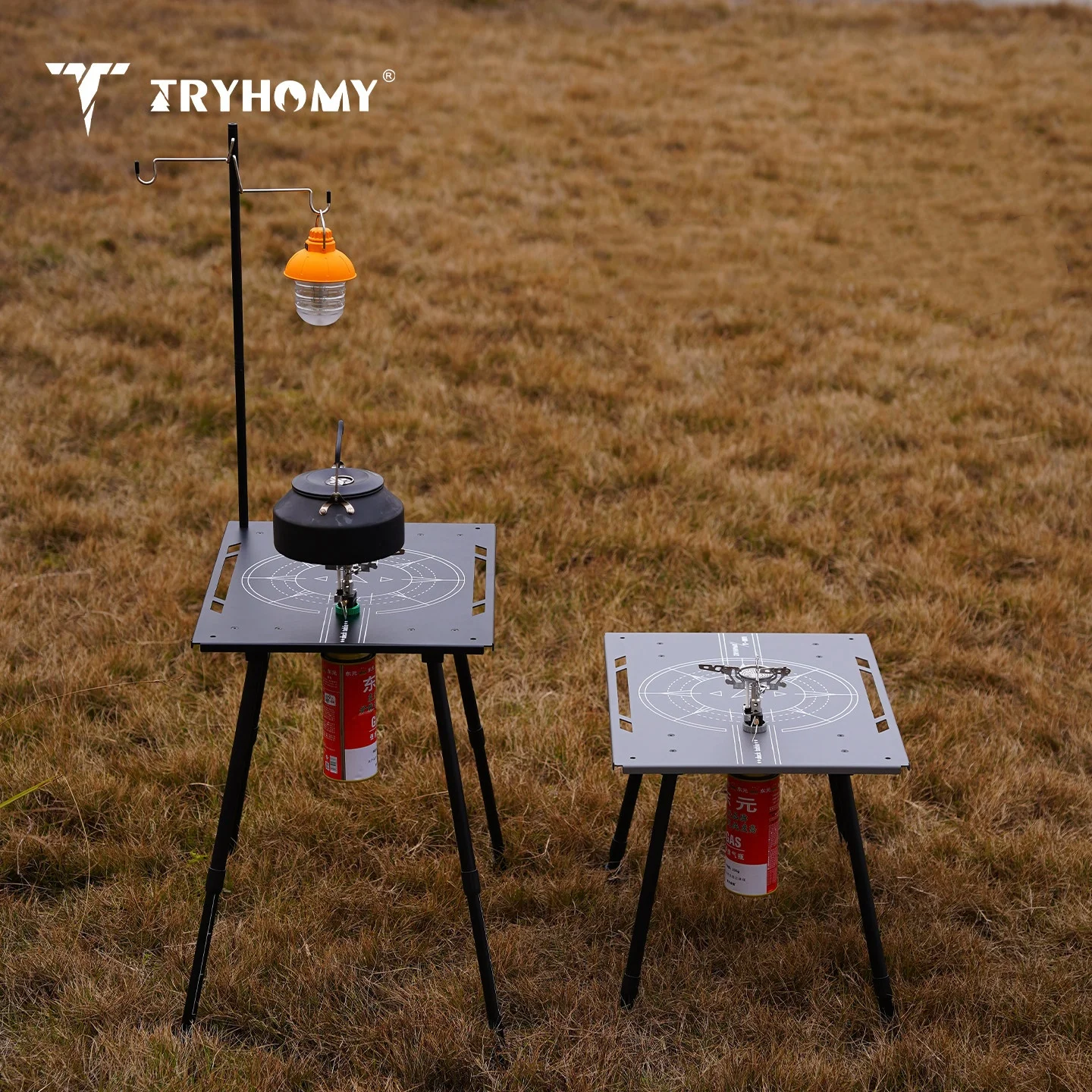 IGT Campingtisch, klappbarer Decktisch, Tischplatte mit zwei Einheiten, Herdtisch, Aluminiumlegierung, IGT-Zubehör, höhenverstellbarer Picknicktisch