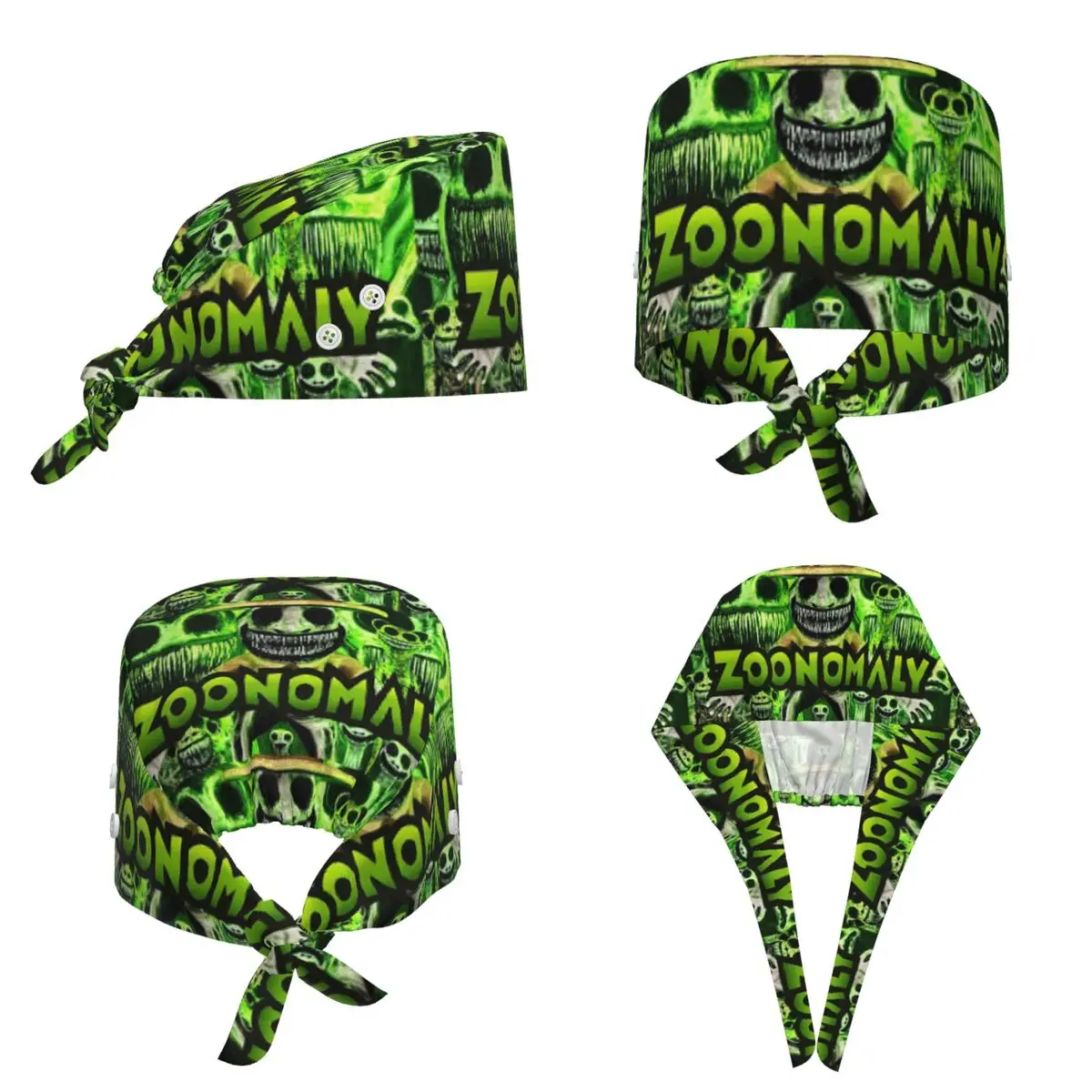 Zoonomaly Cartoon Steam Game Scrub Hat Doctor Working Surgical Cap Unisex Adjustable Nursing Caps for Dentist