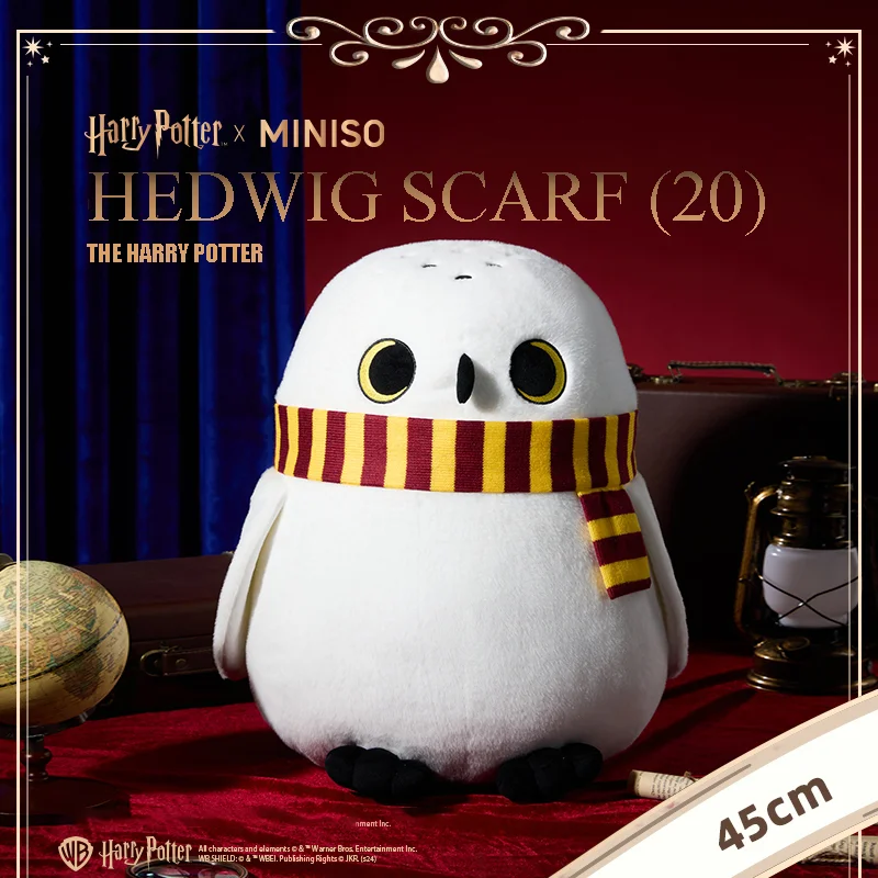 Genuine Miniso Harry Potter Series Scarf Hedwig Peripheral Doll Action Figure Creative Doll Throw Pillow Cute Children's Gift