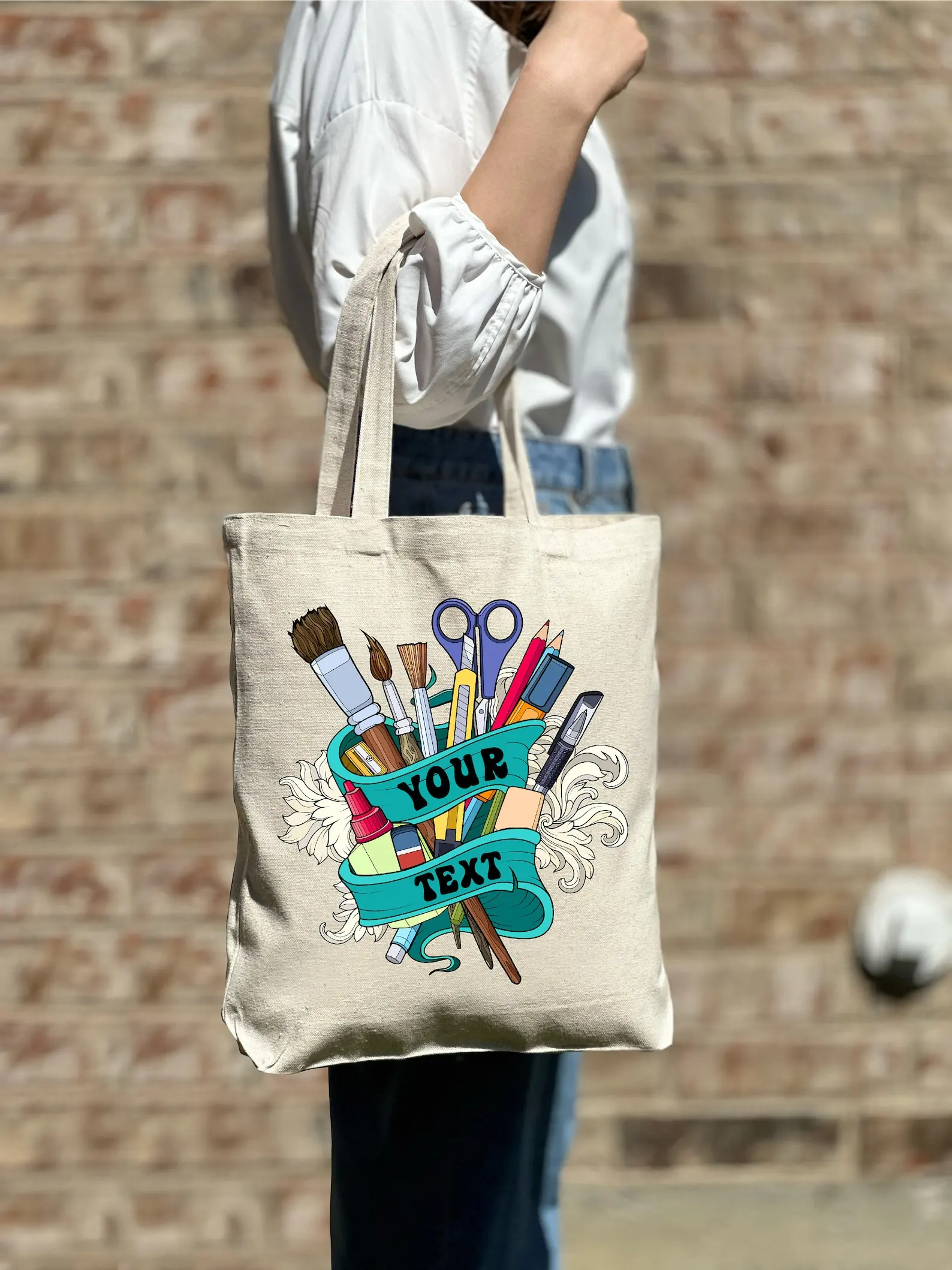 Custom Art Tote Bag Personalized Drawing Lover Gift Tote Aesthetic Cute Tote Bags Art Teacher Large Capacity for Women Friends