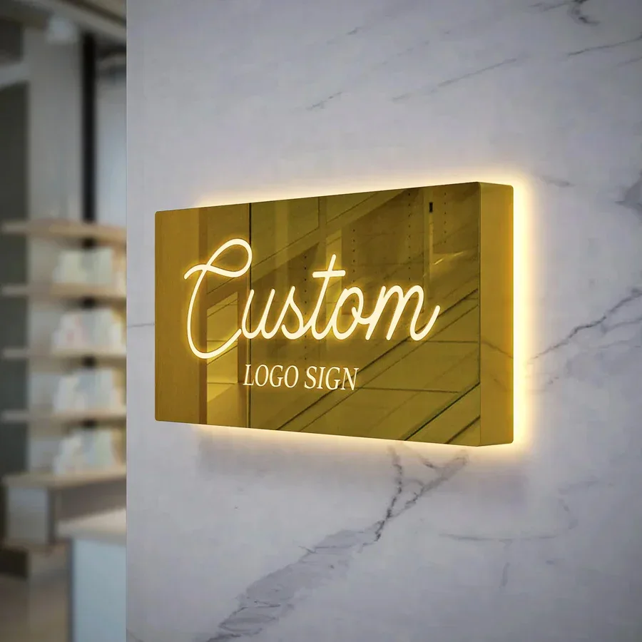 Laser Cut Round Logo Sign Business Light Box Metal Custom Company Name Sign Double Sided LED Light Box - view 3
