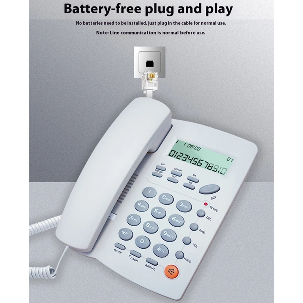 Corded telephone White Black Caller ID Telephone,Basic Desk Landline Phone for Home Hotel Room