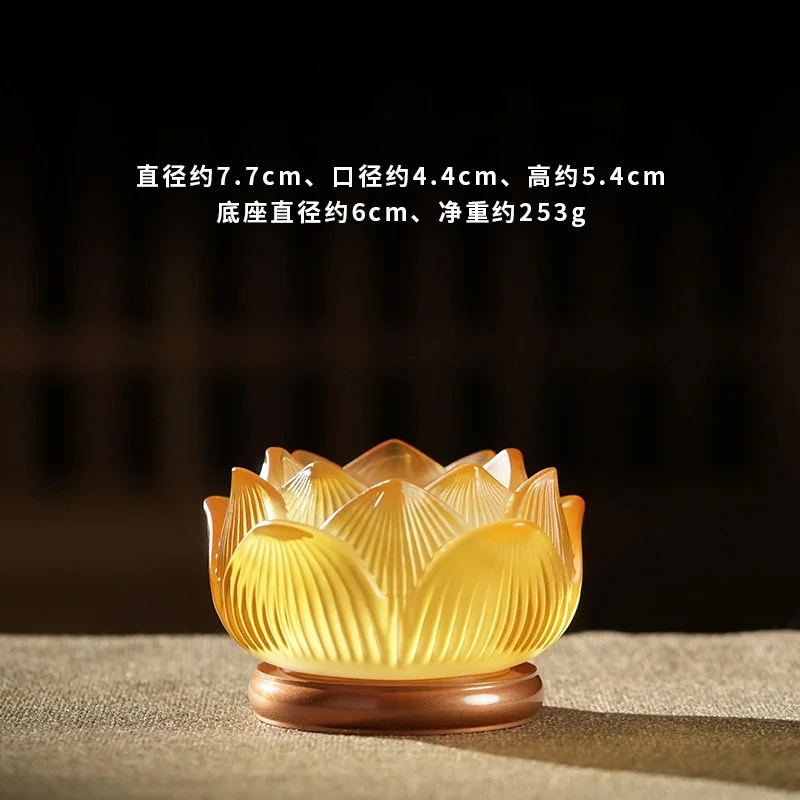 Exquisite glass lotus water supply cup purified water cup home Buddhist hall desktop decoration Buddhist supplies