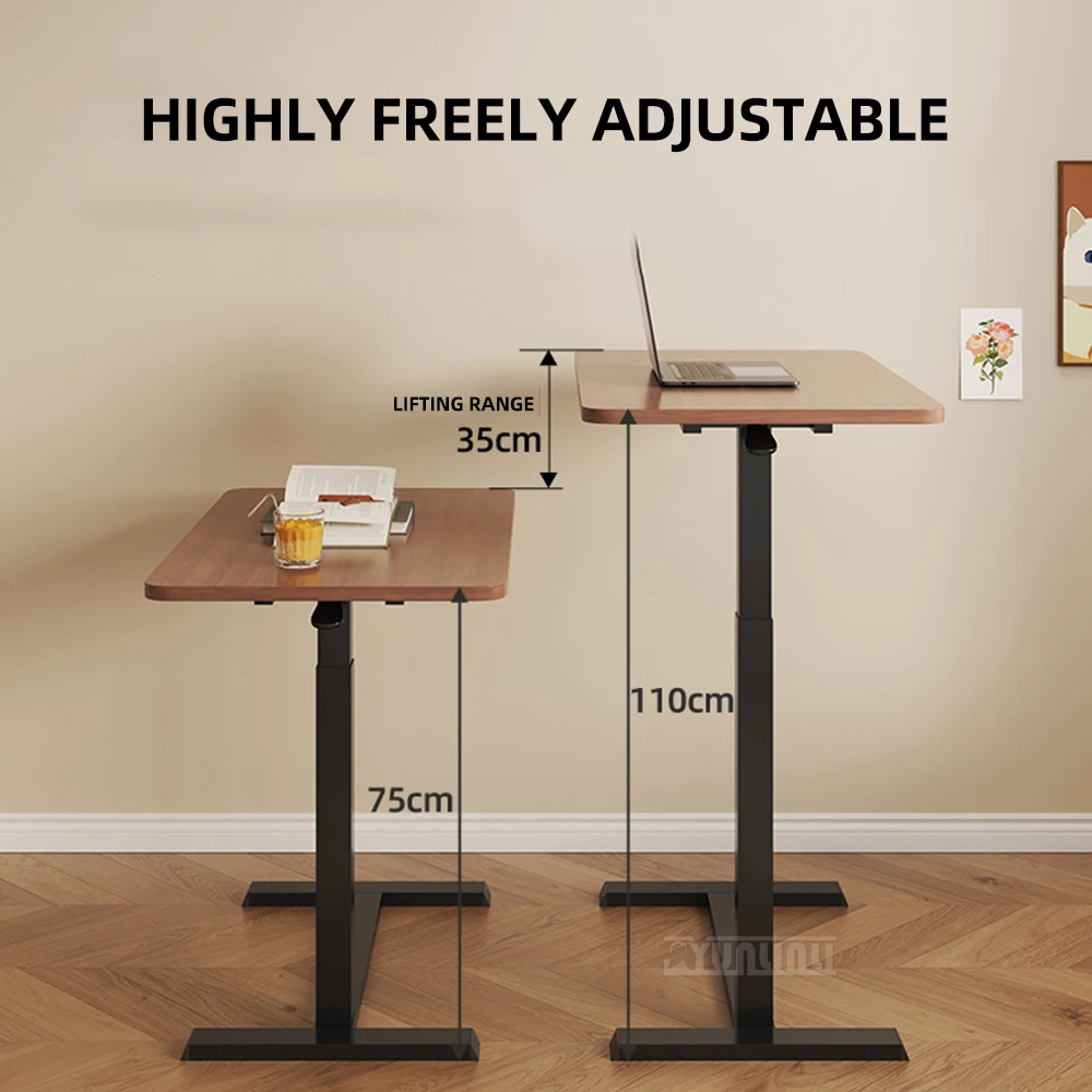 Mobile Sit Stand Desk, Adjustable Computer Table with Wheels and Dual Boards for Work, Study